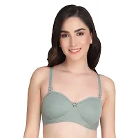 Liigne Women Half Cup Padded Bra - Made of Pure Cotton Full Coverage Non Wired Seamless Pushup Soft Cup for T-Shirt Saree Dress and for Everyday-thumb1