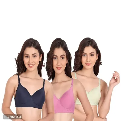 Liigne Women Non Padded Bra - Made of Pure Cotton Full Coverage Non Wired Seamless Pushup Soft Cup for T-Shirt Saree Dress and for Everyday