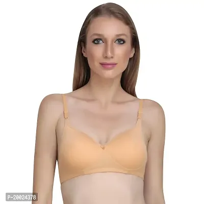 Liigne Women Padded Bra - Made of Pure Cotton Full Coverage Non Wired Seamless Pushup Soft Cup for T-Shirt Saree Dress Sports Garment for Daily Use Everyday