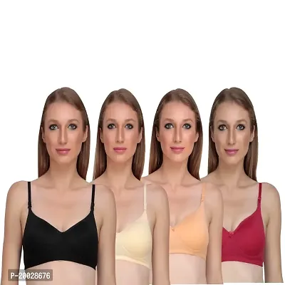 Liigne Women Non Padded Bra - Made of Pure Cotton Full Coverage Non Wired Seamless Pushup Soft Cup for T-Shirt Saree Dress and for Everyday