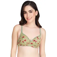 Liigne Women Printed Padded Bra - Made of Pure Cotton Full Coverage Non Wired Seamless Pushup Soft Cup for T-Shirt Saree Dress and for Everyday-thumb1