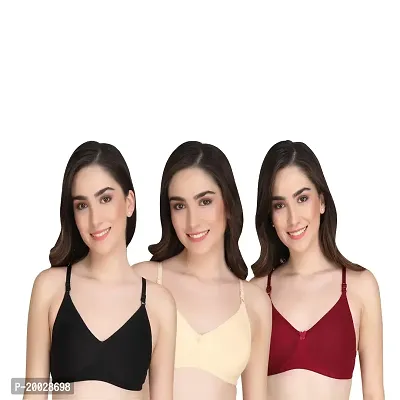 Liigne Women Non Padded Bra - Made of Pure Cotton Full Coverage Non Wired Seamless Pushup Soft Cup for T-Shirt Saree Dress and for Everyday