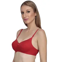 Liigne Women Padded Bra - Made of Pure Cotton Full Coverage Non Wired Seamless Pushup Soft Cup for T-Shirt Saree Dress Sports Garment for Daily Use Everyday in Red Black Cream Color-thumb4