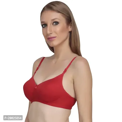 Liigne Women Padded Bra - Made of Pure Cotton Full Coverage Non Wired Seamless Pushup Soft Cup for T-Shirt Saree Dress Sports Garment for Daily Use Everyday in Red Black Cream Color-thumb5