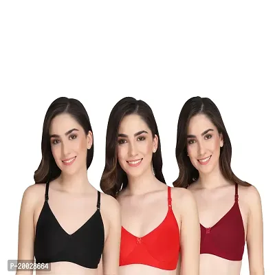 Liigne Women Non Padded Bra - Made of Pure Cotton Full Coverage Non Wired Seamless Pushup Soft Cup for T-Shirt Saree Dress and for Everyday