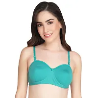 Liigne Women Half Cup Padded Bra - Made of Pure Cotton Full Coverage Non Wired Seamless Pushup Soft Cup for T-Shirt Saree Dress and for Everyday-thumb1