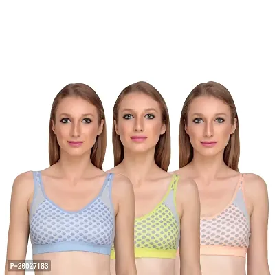 Liigne Cotton Women Sports Bra - Full Coverage Non Padded Non Wired Push Up Soft Cup for Dress Saree T-Shirt for Gym Running Daily and Casual Everyday Use