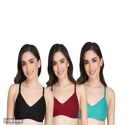 Liigne Women Non Padded Bra - Made of Pure Cotton Full Coverage Non Wired Seamless Pushup Soft Cup for T-Shirt Saree Dress and for Everyday