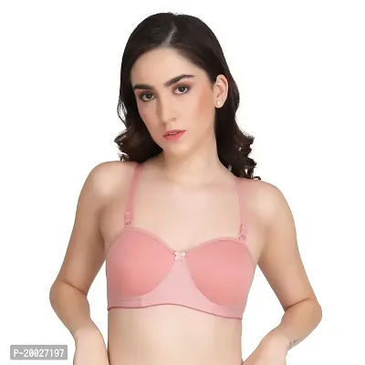 Liigne Women Half Cup Padded Bra - Made of Pure Cotton Full Coverage Non Wired Seamless Pushup Soft Cup for T-Shirt Saree Dress and for Everyday