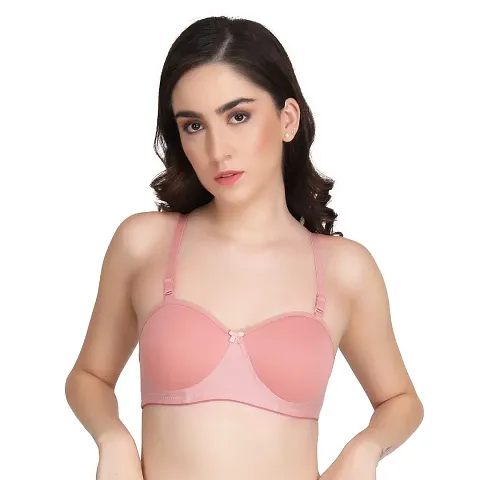 Liigne Women Half Cup Padded Bra - Made of Pure Cotton Full Coverage Non Wired Seamless Pushup Soft Cup for T-Shirt Saree Dress and for Everyday