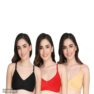 Liigne Women Non Padded Bra - Made of Pure Cotton Full Coverage Non Wired Seamless Pushup Soft Cup for T-Shirt Saree Dress and for Everyday