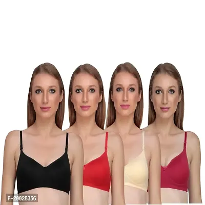 Liigne Women Non Padded Bra - Made of Pure Cotton Full Coverage Non Wired Seamless Pushup Soft Cup for T-Shirt Saree Dress and for Everyday