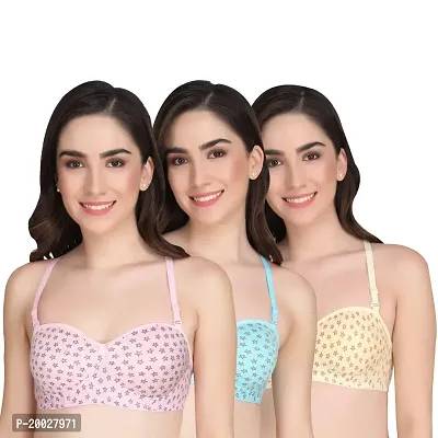 Liigne Women Star Print Half Cup Padded Everyday Bra for Women