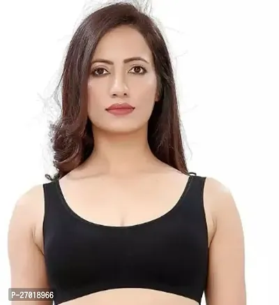 Stylish Black Cotton Blend Solid Bras For Women, Pack Of 1-thumb0