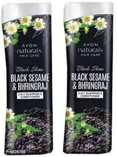 Avon Naturals Black Shine 2-in-1 bhringraj Shampoo and Conditioner Pack of 2 (200ml+200ml)