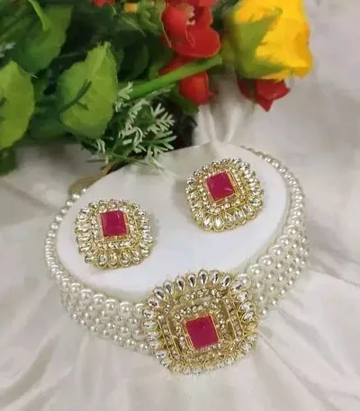 Pearl Kundan Layered Choker Sets