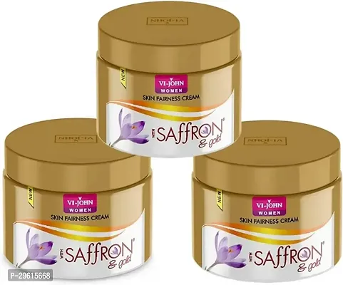 VI - JOHN Gold Saffron Fairness Cream For Uneven Skin Tone  All Skin- 50 Gm Gold - Pack Of 3-thumb0