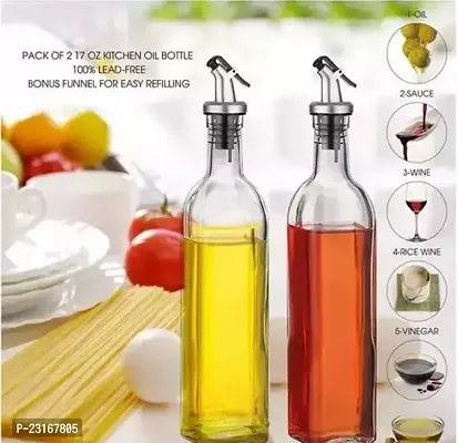 Oil Dispenser Bottle For Kitchen 500 500 Ml Transparent Clear Glass Pack Of 2 500Ml 500Ml-Pack Of 2