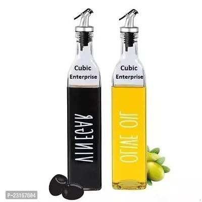 Oil Dispenser Bottle For Kitchen 500+500 Ml Transparent Clear Glass Pack Of 2 500Ml 500Ml-Pack Of 2-thumb0