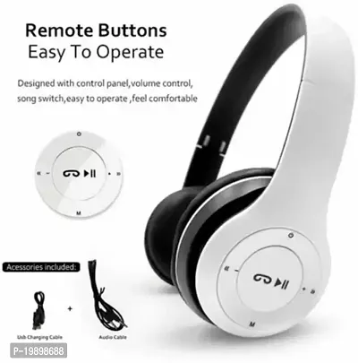 New P47 Wireless Headphones 5.0 Earphones Foldable Bass With TF-Card Supported Bluetooth Headset  (Black, True Wireless)-thumb2