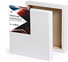 Variety Canvas 18 x 24 STRETCHED CANVAS Cotton Medium Grain Pre Stretched Canvas, Stretched Canvas Board, Primed Canvas Board, Board Canvas  Set of 2   PURE WHITE-thumb2