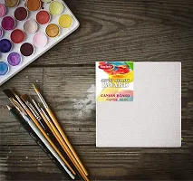 variety 5 x 5 CANVAS BOARD Cloth Medium Grain Board Canvas  Set of 12   PURE WHITE-thumb2