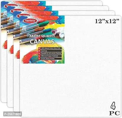 variety 12 x 12 CANVAS BOARD Cotton Medium Grain Board Canvas  Set of 4   PURE WHITE