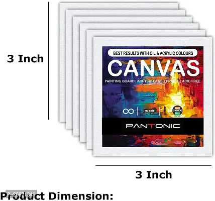 PANTONIC 3 x 3 Artists CANVAS BOARD TRIPLE LAYER PRIMED Cotton Medium Grain Board Canvas, Primed Canvas Board  Set of 20   White-thumb2