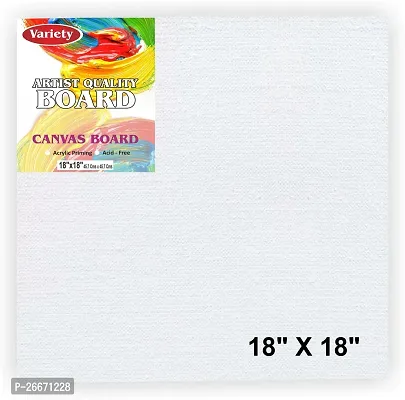 variety 18 x 18 CANVAS BOARD Cotton Medium Grain Board Canvas  Set of 1   White-thumb0