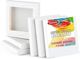 variety 4 x 4 STRETCHED CANVAS Cotton Medium Grain Stretched Canvas Board, Pre Stretched Canvas  Set of 2   PURE WHITE-thumb1