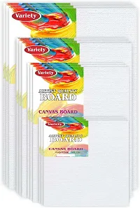 Variety Canvas 7oz 8x10 [3] 6x8 [3] 5x7 [3] 4x4 [3] Artist canvas Cotton Medium Grain Board Canvas, Primed Canvas Board  Set of 12   White-thumb1