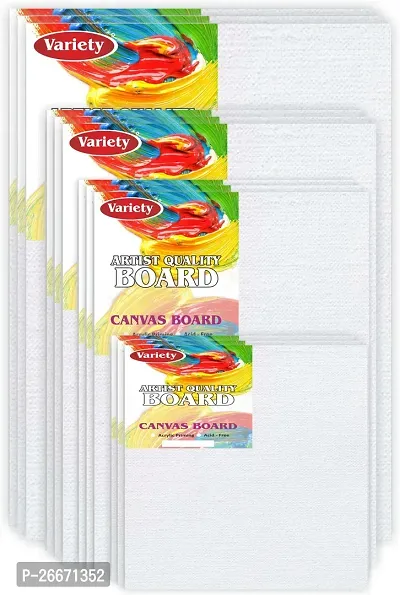 Variety Canvas 7oz 8x10 [3] 6x8 [3] 5x7 [3] 4x4 [3] Artist canvas Cotton Medium Grain Board Canvas, Primed Canvas Board  Set of 12   White-thumb2