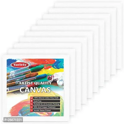 variety 4 x 4 White Canvas Board 7oz Primed Artist Grade Combo Cotton Medium Grain Board Canvas  Set of 10   PURE WHITE