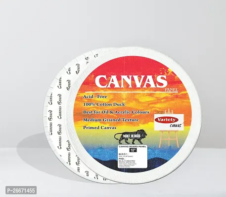 Variety Canvas 4 INCH ROUND CANVAS PANEL Cloth Medium Grain Board Canvas  Set of 3   PURE WHITE-thumb2