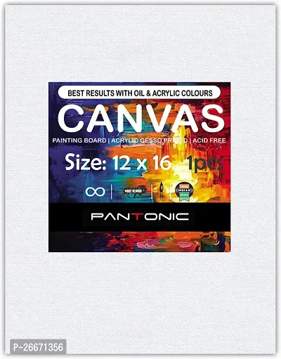 PANTONIC 12 x 16 Artists CANVAS BOARD TRIPLE LAYER PRIMED Cotton Medium Grain Board Canvas  Set of 1   White