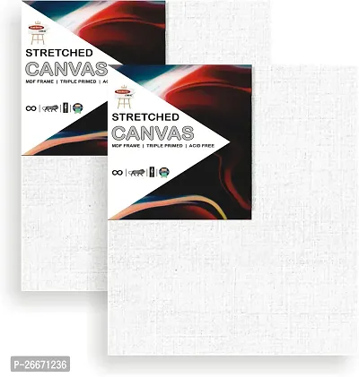 variety 4 x 4 STRETCHED CANVAS Cotton Medium Grain Stretched Canvas Board, Pre Stretched Canvas  Set of 1   PURE WHITE-thumb2