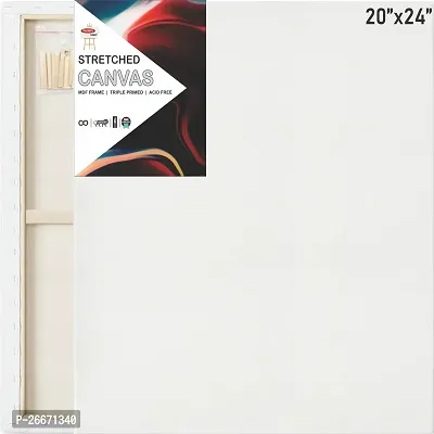 Variety Canvas NA Cotton Medium Grain Stretched Canvas Board, Pre Stretched Canvas, Primed Canvas Board, Board Canvas  Set of 1   PURE WHITE