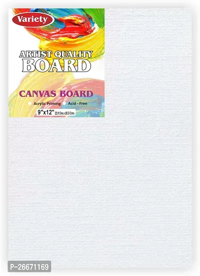 variety 9 x 12 BOARD CANVAS Cotton Medium Grain Board Canvas  Set of 8   PURE WHITE-thumb2