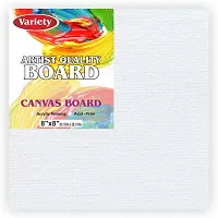 variety 8 x 8 CANVAS BOARD Cotton Medium Grain Board Canvas  Set of 6   PURE WHITE-thumb1