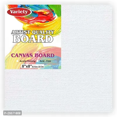 variety 8 x 8 CANVAS BOARD Cotton Medium Grain Board Canvas  Set of 6   PURE WHITE-thumb2