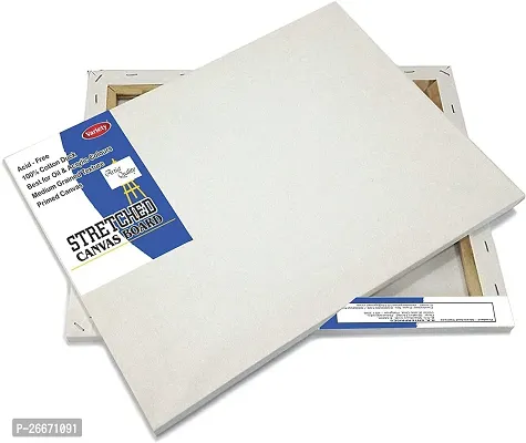 variety 4 x 8 STRETCHED CANVAS BOARD Cotton Medium Grain Stretched Canvas Board  Set of 2   PURE WHITE-thumb2