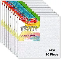 variety 4 x 4 White Canvas Board 7oz Primed Artist Grade Combo Cotton Medium Grain Board Canvas  Set of 10   PURE WHITE-thumb1