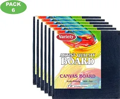 variety 6 x 6 BLK CANVAS BOARD Cotton Medium Grain Board Canvas  Set of 6   Black-thumb1