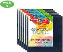 variety 12 x 12 BLK CANVAS BOARD Cotton Medium Grain Board Canvas  Set of 6   Black-thumb1