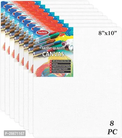 variety 8 x 10 BOARD CANVAS Cotton Medium Grain Board Canvas  Set of 8   PURE WHITE