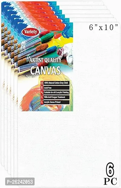 Variety 6 X 10 Inch Cotton Canvas Board For Painting, 7Oz Primed, Pack Of 6 Piece-thumb0