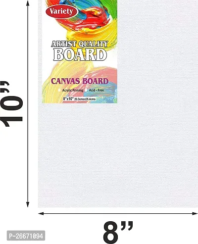 variety 8 x 10 BOARD CANVAS Cotton Medium Grain Board Canvas  Set of 12   PURE WHITE-thumb2