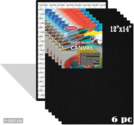 variety 10 x 14 BLK CANVAS BOARD Cotton Medium Grain Board Canvas  Set of 6   Black-thumb0