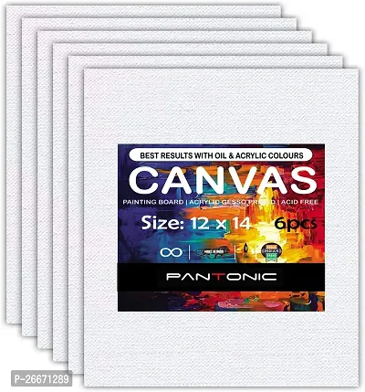 PANTONIC 12 x 14 Artists CANVAS BOARD TRIPLE LAYER PRIMED Cotton Medium Grain Board Canvas, Primed Canvas Board  Set of 6   White