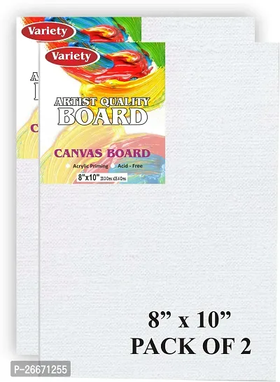 variety 8 x 10 And 10 x 12 Inch Size, A4 Canvas Boards for Painting, Different Size Combo Pack Cotton Medium Grain Board Canvas  Set of 5   PURE WHITE-thumb3